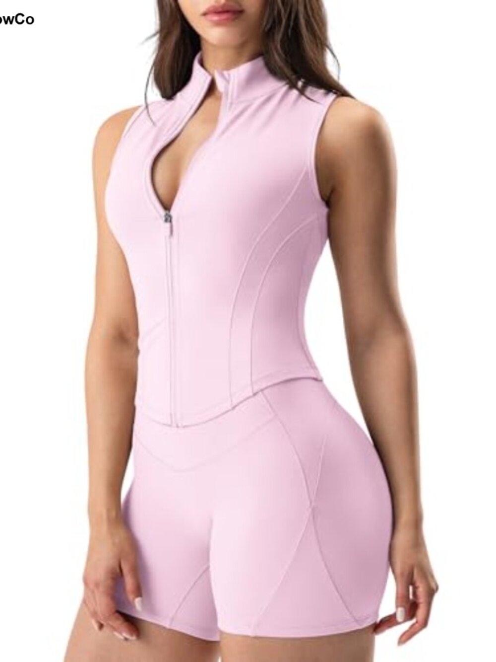 Sleeveless Zip Up Workout Vest Lightweight Mockneck Athletic Tank Top